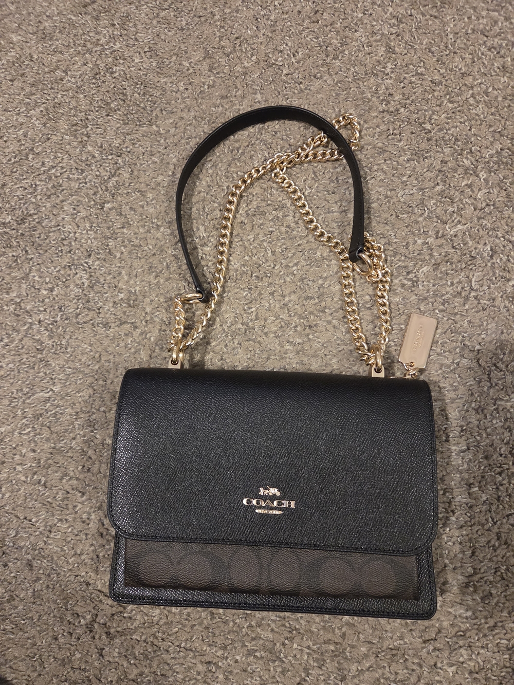 COACH Klare Black & Brown Signature Shoulder Crossbody Bag